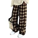 Women's Lounge Pants Plaid Teen Clothes Comfy Baggy Trendy Cute Soft Waist Drawstring with Pockets