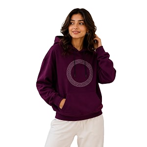 Womens Luxury Rhinestone Geometric Circle Pullover Hoodies