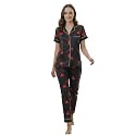 Women39s Lycra Heart Printed Night Suit Set