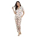 Women39s Lycra Heart Printed Night Suit Set