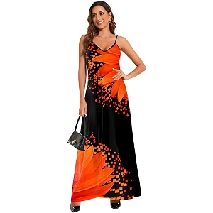 Womens Maxi Sunflower Dresses Sleeveless Long Tie