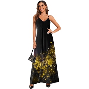 Womens Maxi Sunflower Dresses Sleeveless Long Tie
