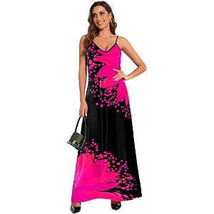Womens Maxi Sunflower Dresses Sleeveless Long Tie
