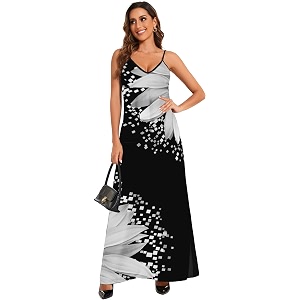 Womens Maxi Sunflower Dresses Sleeveless Long Tie