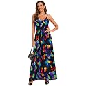 Women39s Maxi Sunflower Dresses Sleeveless Long Tie