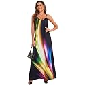 Women39s Maxi Sunflower Dresses Sleeveless Long Tie