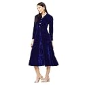 Women39s Midi Velvet Short DressWith Band Collar