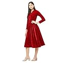 Women39s Midi Velvet Short DressWith Band Collar