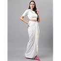 Women39s Modern Traditional Pre-Stitched Satin Saree with