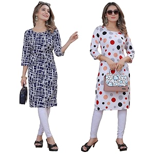 Womens Multicolor Crepe KurtaPack of 2 KurtaKurta