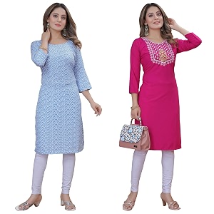 Womens Multicolor Crepe KurtaPack of 2 KurtaKurta