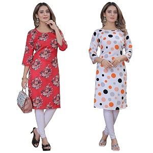 Womens Multicolor Exclusive Crepe KurtaPack of 2