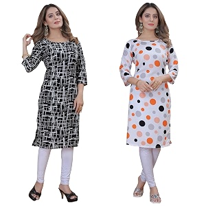 Womens Multicolor Exclusive Crepe KurtaPack of 2