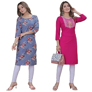 Womens Multicolor Exclusive Crepe KurtaPack of 2