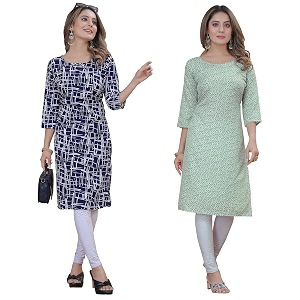 Womens Multicolor Exclusive Crepe KurtaPack of 2