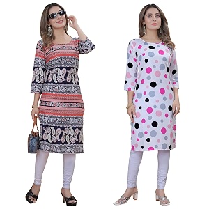 Womens Multicolor Exclusive Crepe KurtaPack of 2