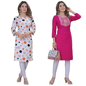Womens Multicolor Exclusive Crepe KurtaPack of 2