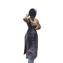 Women39s Navy Blue Cotton Kurti with Red