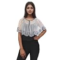 Women's Net Hand Bead Embroidery Poncho/Shrug/Cape For Women/Girls for Office/Casual Wear/Party/Gift/Birthday/Wedding/Outing/(Free Size, Multi-Color)