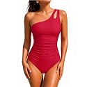 Women's One Shoulder One Piece Tummy Control Swimsuit Full Coverage
