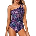 Women's One Shoulder One Piece Tummy Control Swimsuit Full Coverage