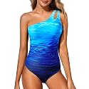 Women's One Shoulder One Piece Tummy Control Swimsuit Full Coverage