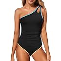 Women's One Shoulder One Piece Tummy Control Swimsuit Full Coverage