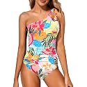 Women's One Shoulder One Piece Tummy Control Swimsuit Full Coverage