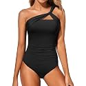 Women's One Shoulder One Piece Tummy Control Swimsuit Full Coverage