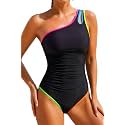 Women's One Shoulder One Piece Tummy Control Swimsuit Full Coverage