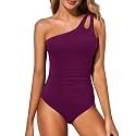 Women's One Shoulder One Piece Tummy Control Swimsuit Full Coverage