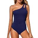 Women's One Shoulder One Piece Tummy Control Swimsuit Full Coverage