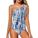 Women's One Shoulder One Piece Tummy Control Swimsuit Full Coverage
