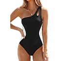 Women's One Shoulder One Piece Tummy Control Swimsuit Full Coverage