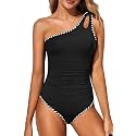 Women's One Shoulder One Piece Tummy Control Swimsuit Full Coverage