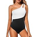 Women's One Shoulder One Piece Tummy Control Swimsuit Full Coverage