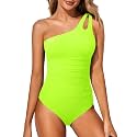 Women's One Shoulder One Piece Tummy Control Swimsuit Full Coverage