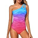 Women's One Shoulder One Piece Tummy Control Swimsuit Full Coverage