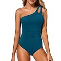 Women's One Shoulder One Piece Tummy Control Swimsuit Full Coverage