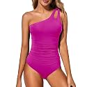 Women's One Shoulder One Piece Tummy Control Swimsuit Full Coverage