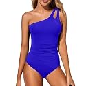 Women's One Shoulder One Piece Tummy Control Swimsuit Full Coverage