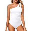 Women's One Shoulder One Piece Tummy Control Swimsuit Full Coverage
