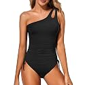 Women's One Shoulder One Piece Tummy Control Swimsuit Full Coverage