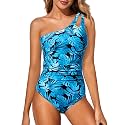 Women's One Shoulder One Piece Tummy Control Swimsuit Full Coverage