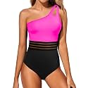 Women's One Shoulder One Piece Tummy Control Swimsuit Full Coverage