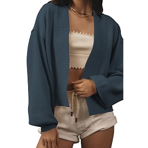 Womens Open Front Cropped Cardigan Lightweight Fall