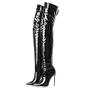 Women's Over The Knee Boots High Heels Zipper PU Leather Thigh High Boot