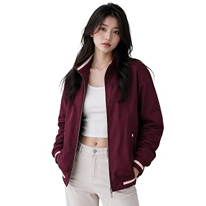women39s oversized bomber jacket  casual full sleeve zip-up jacket  lightweight stand collar regular fit outerwear with pockets