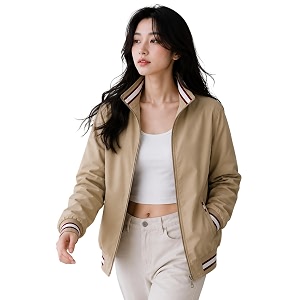 women39s oversized bomber jacket  casual full sleeve zip-up jacket  lightweight stand collar regular fit outerwear with pockets