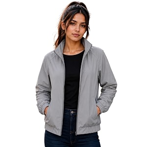 women39s oversized bomber jacket  casual full sleeve zip-up jacket  lightweight stand collar regular fit outerwear with pockets